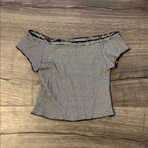 Striped off-the-shoulder crop top (never worn)